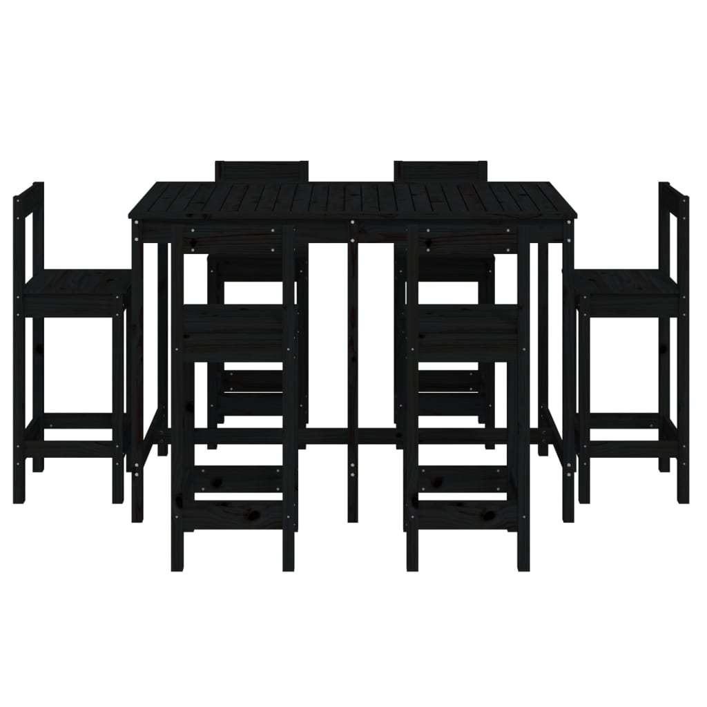 7 Piece Garden Bar Set Solid Wood Pine