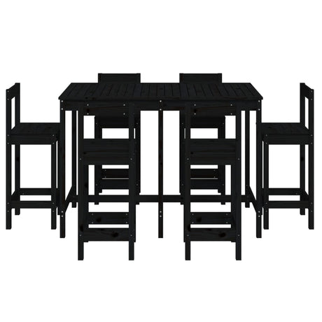 7 Piece Garden Bar Set Solid Wood Pine