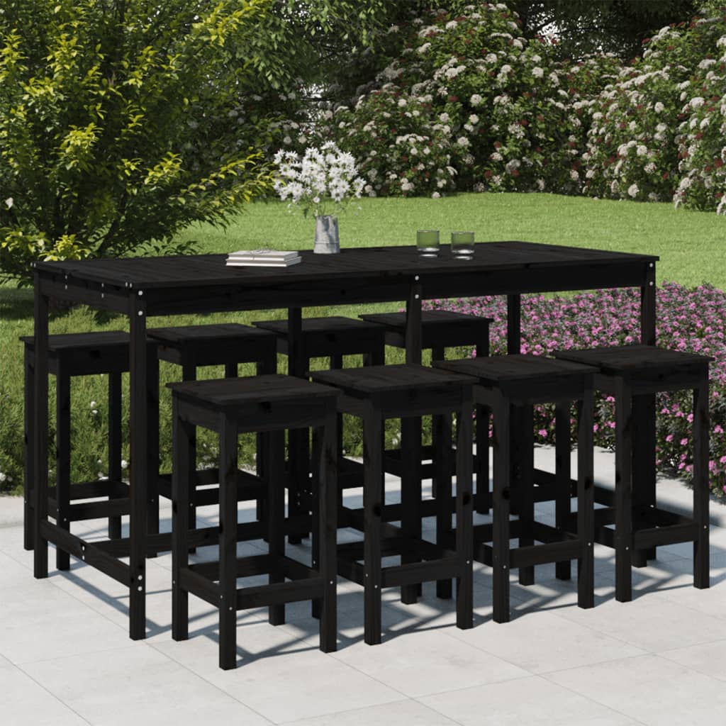 9 Piece Garden Bar Set Solid Wood Pine