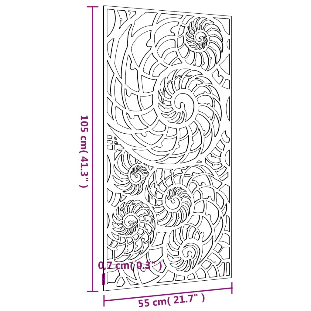 Garden Wall Decoration 105X55 Cm Corten Steel Shell Design