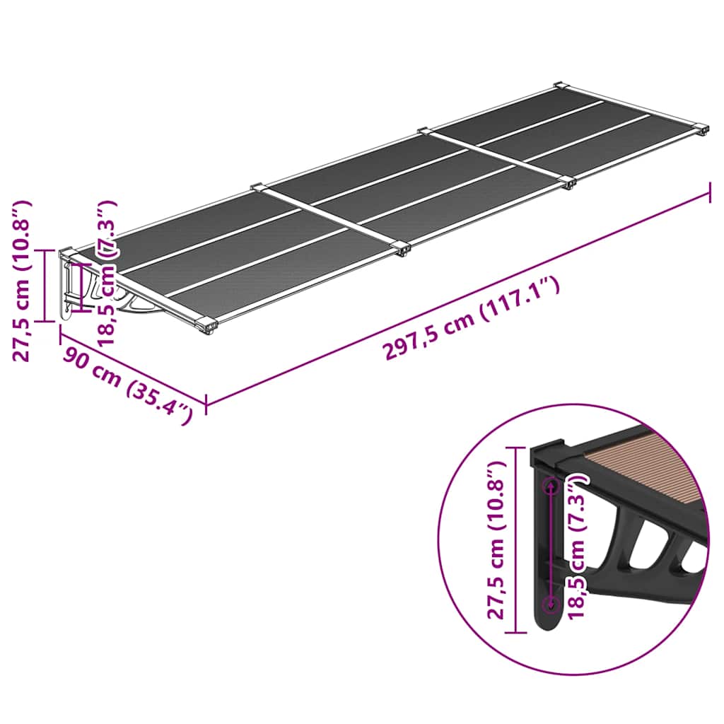Door Canopy Black Polycarbonate