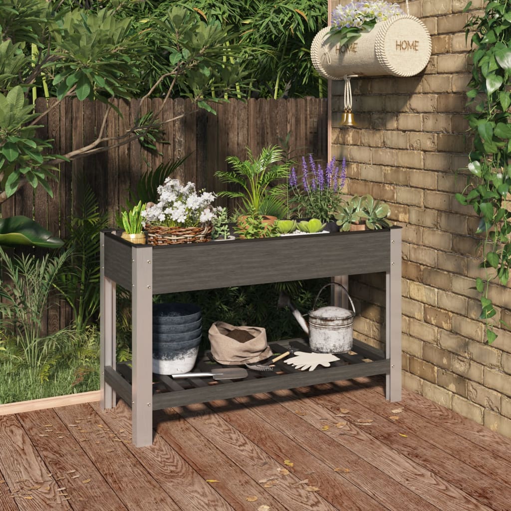 Garden Raised Bed With Shelf Wpc Grey