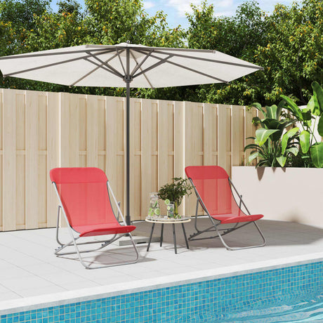 Folding Beach Chairs 2 Pcs Textilene&Powder-Coated Steel