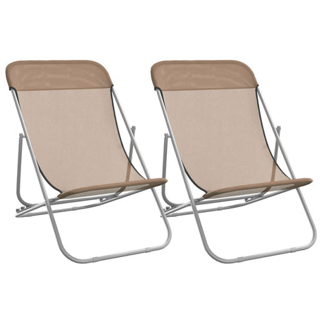Folding Beach Chairs 2 Pcs Textilene&Powder-Coated Steel