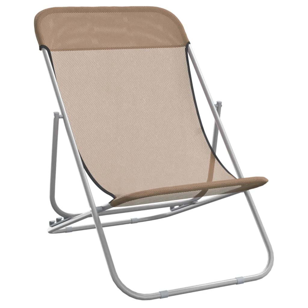 Folding Beach Chairs 2 Pcs Textilene&Powder-Coated Steel
