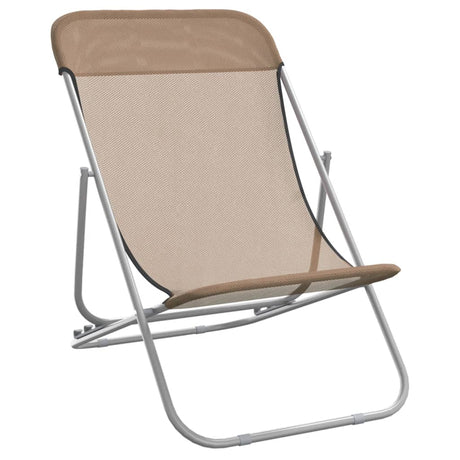 Folding Beach Chairs 2 Pcs Textilene&Powder-Coated Steel