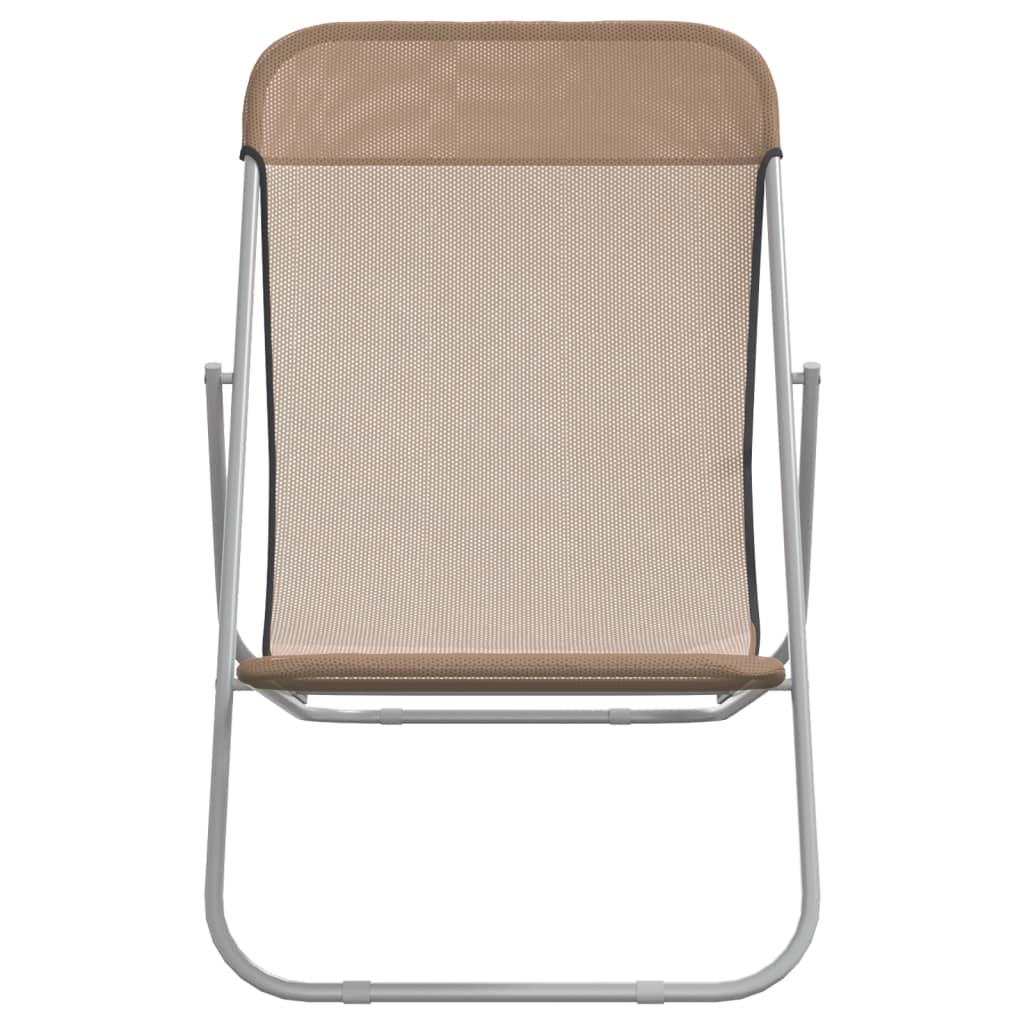 Folding Beach Chairs 2 Pcs Textilene&Powder-Coated Steel
