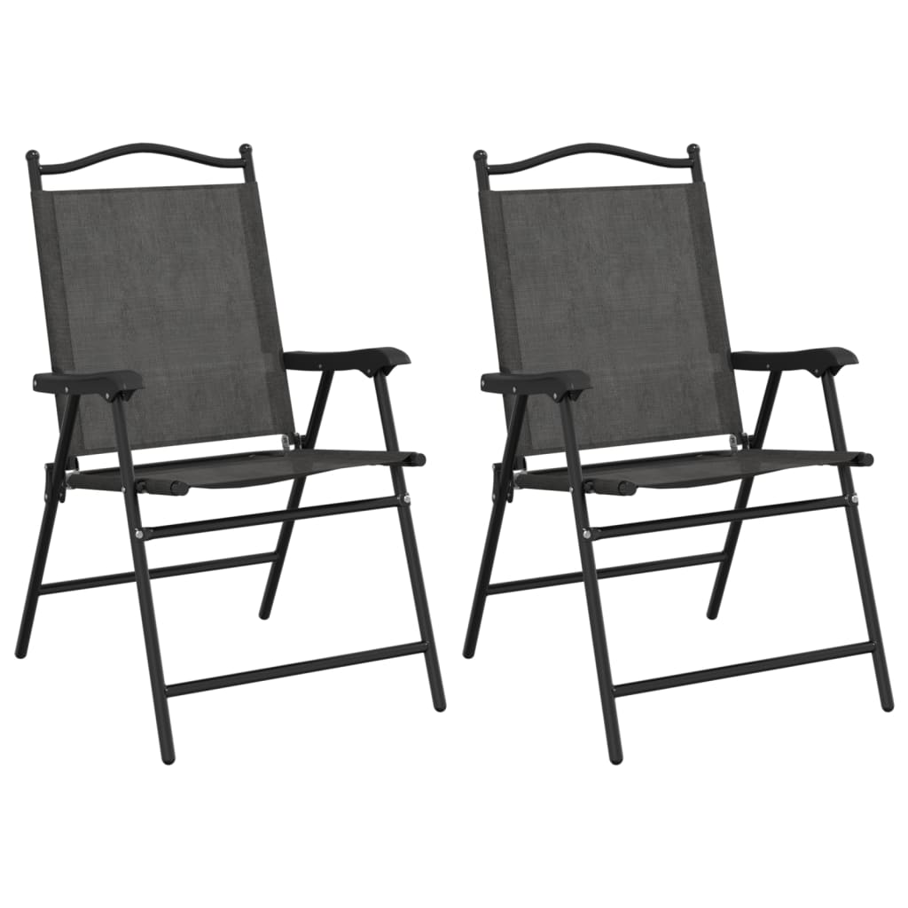 Folding Garden Chairs 2 Pcs Melange Steel And Textilene