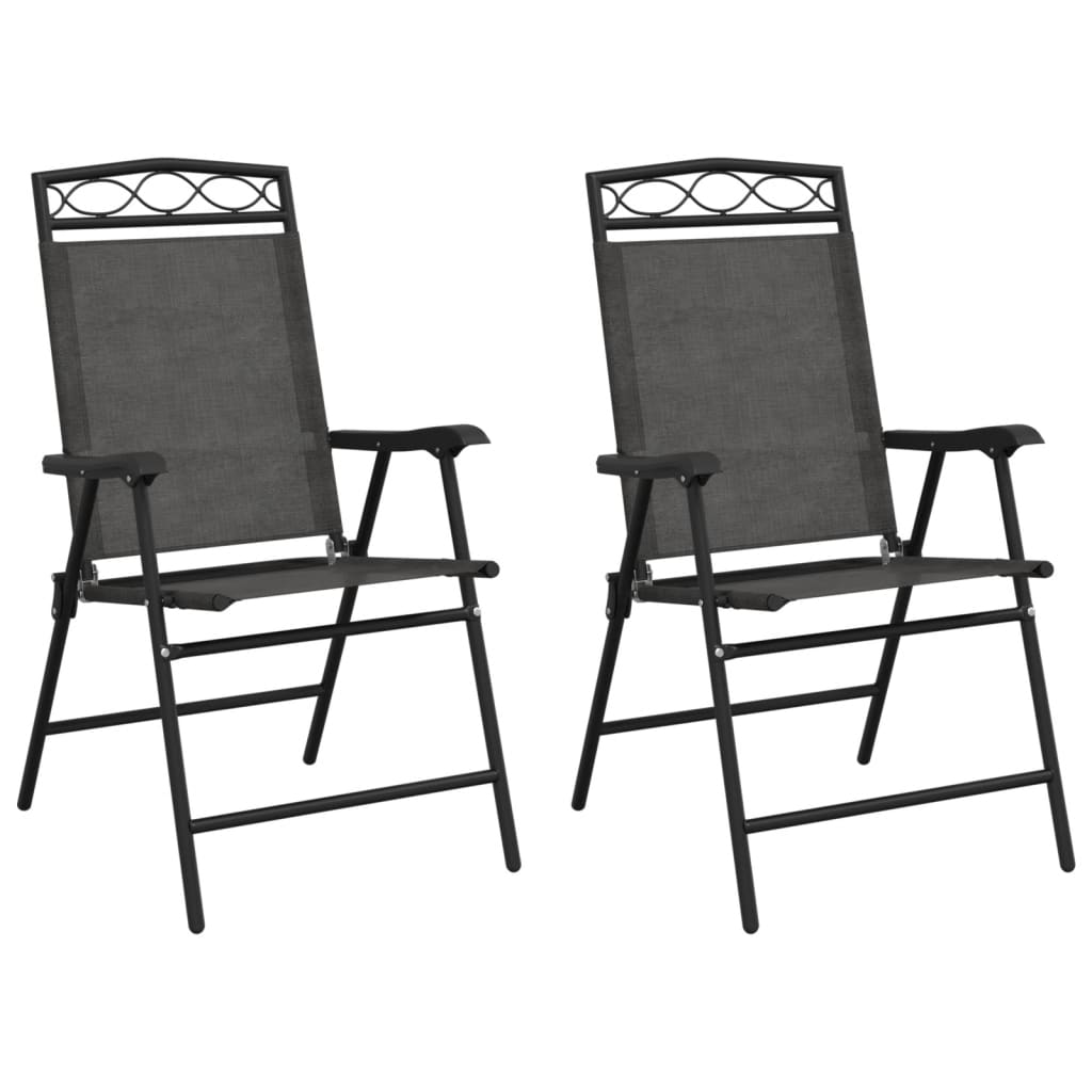 Folding Garden Chairs 2 Pcs Melange Steel And Textilene