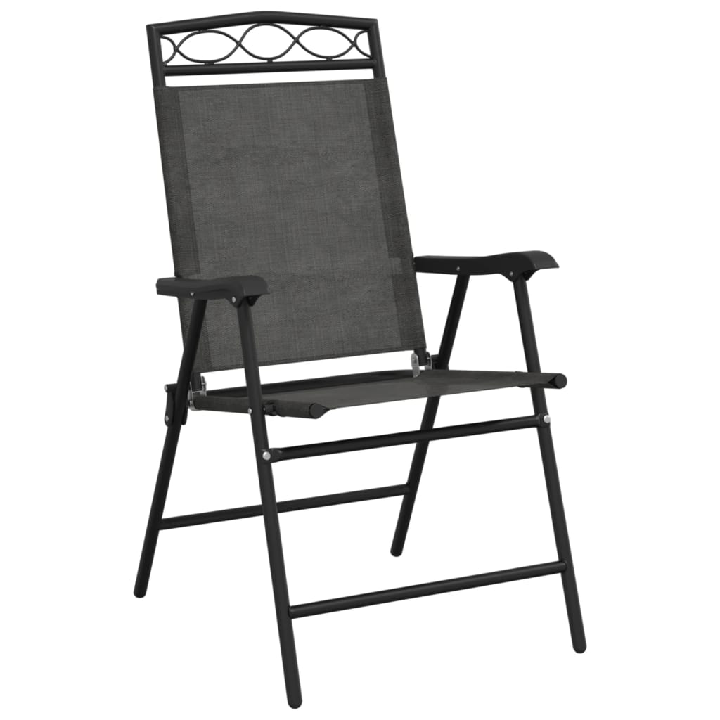 Folding Garden Chairs 2 Pcs Melange Steel And Textilene
