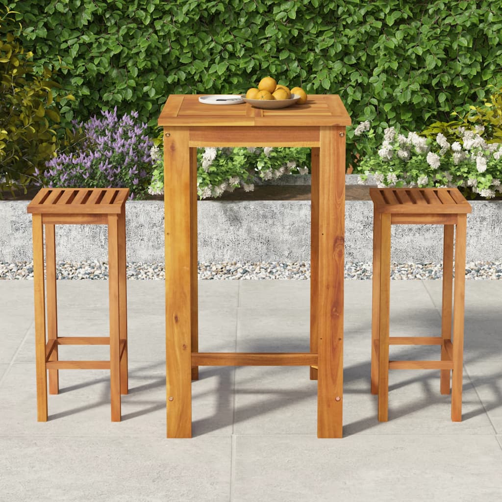 7 Piece Garden Bar Set Solid Wood Acacia