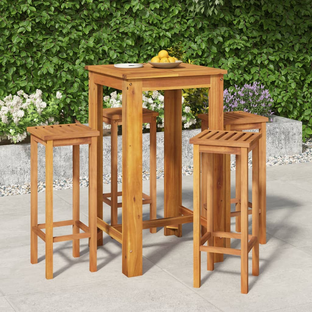 7 Piece Garden Bar Set Solid Wood Acacia