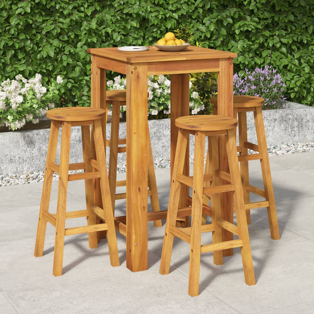 7 Piece Garden Bar Set Solid Wood Acacia