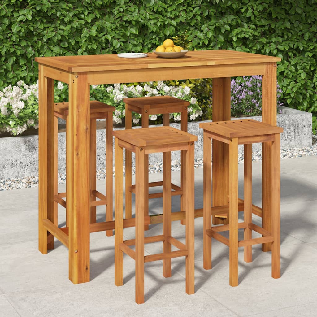 7 Piece Garden Bar Set Solid Wood Acacia