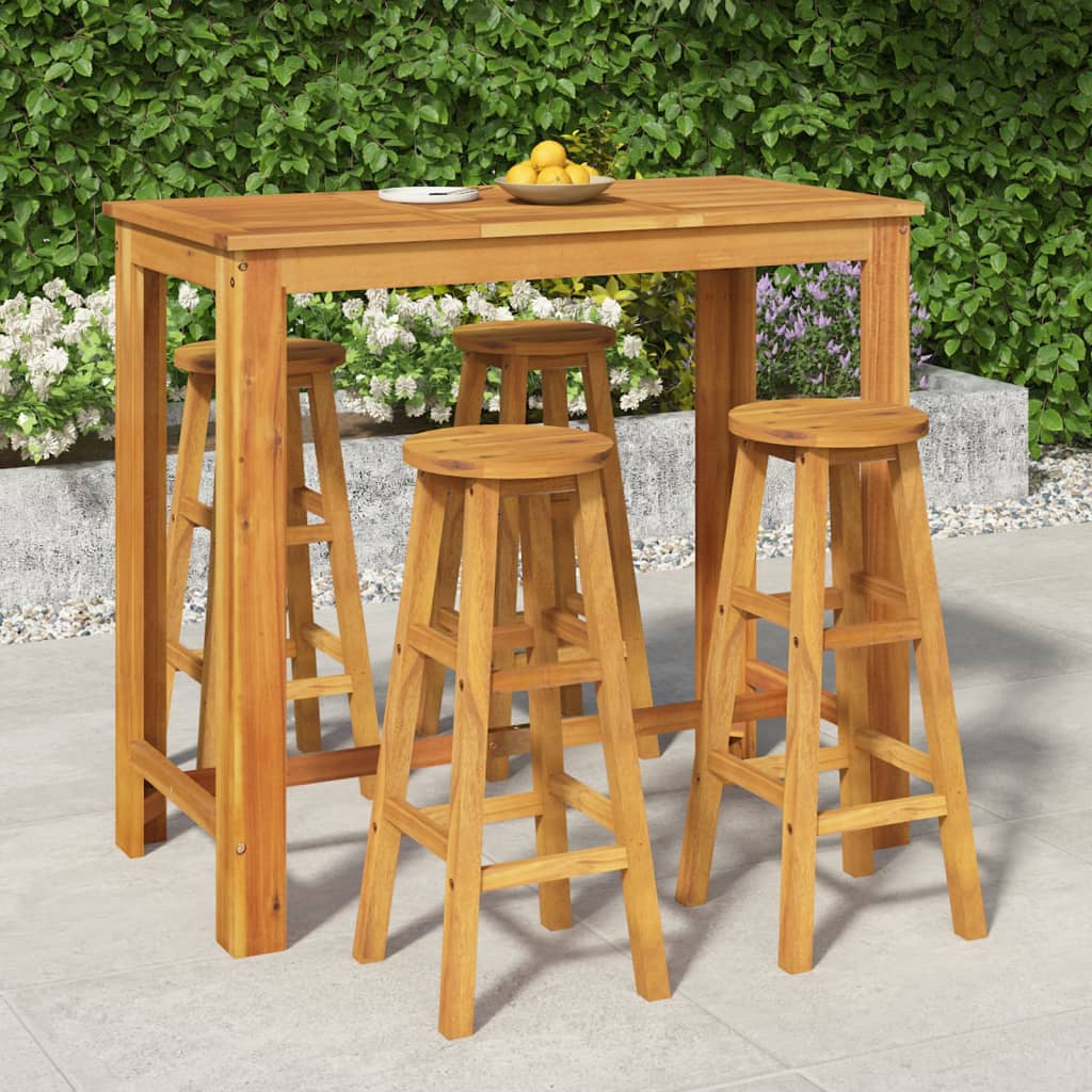 7 Piece Garden Bar Set Solid Wood Acacia