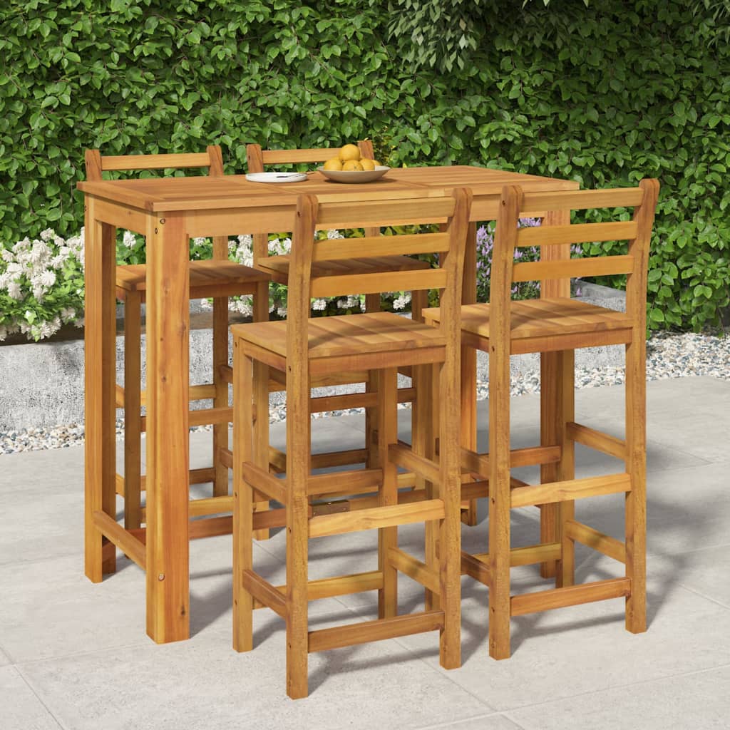 7 Piece Garden Bar Set Solid Wood Acacia