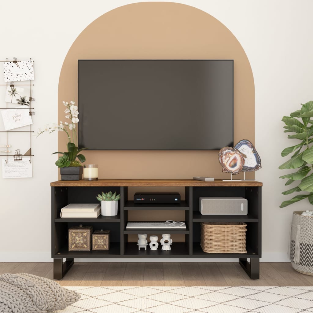 Tv Cabinet 100X33X46 Cm Solid Wood Acacia&Engineered Wood
