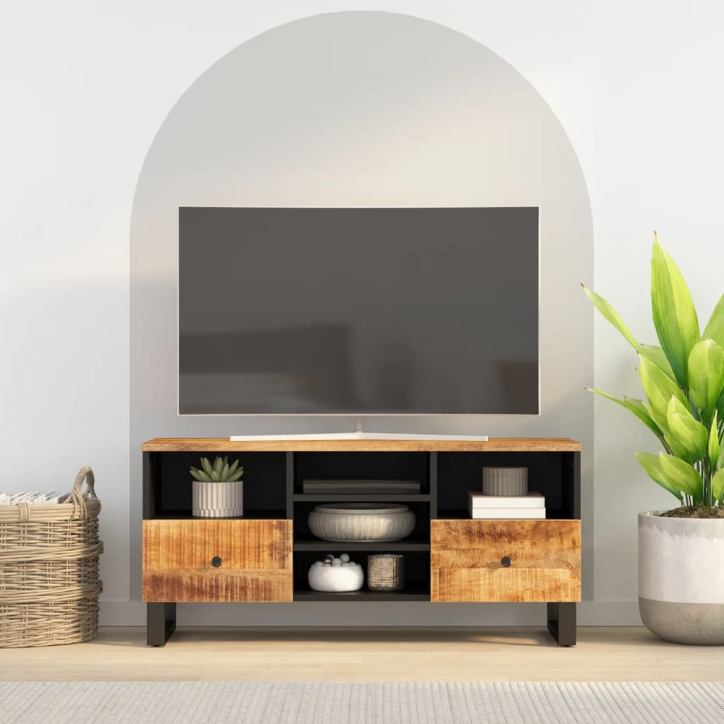 Tv Cabinet 100X33X46 Cm Solid Wood Mango And Engineered Wood