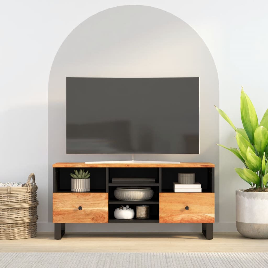 Tv Cabinet 100X33X46 Cm Solid Wood Mango And Engineered Wood