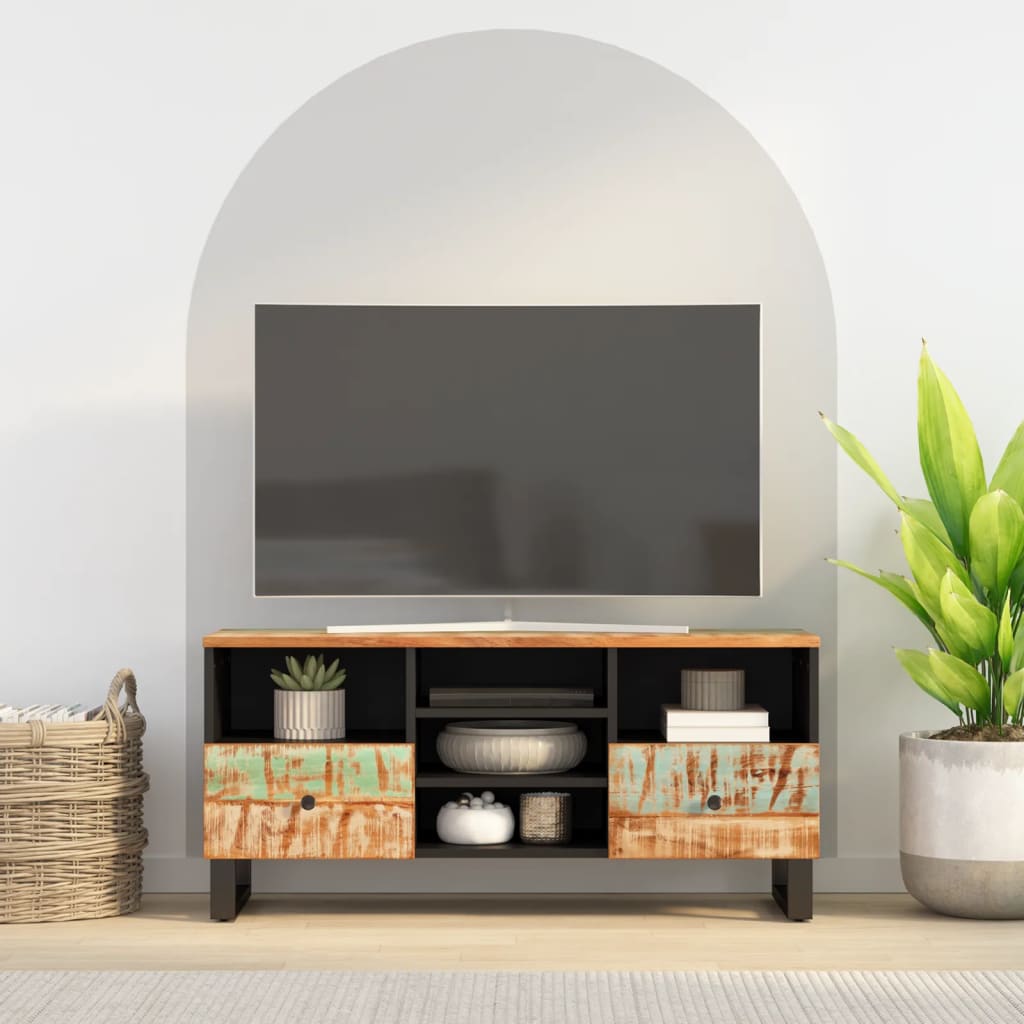 Tv Cabinet 100X33X46 Cm Solid Wood Mango And Engineered Wood