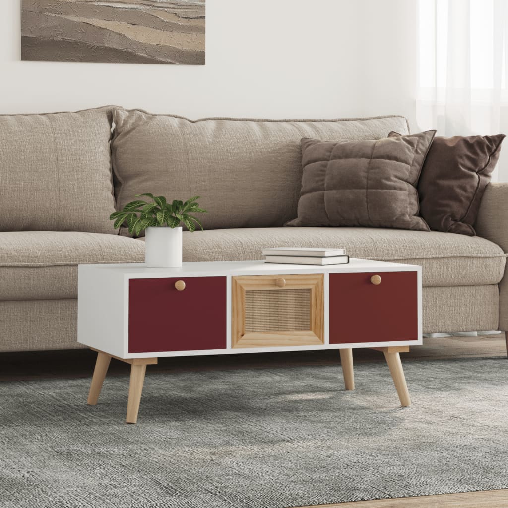 Coffee Table With Drawers 80X40X35.5 Cm Engineered Wood