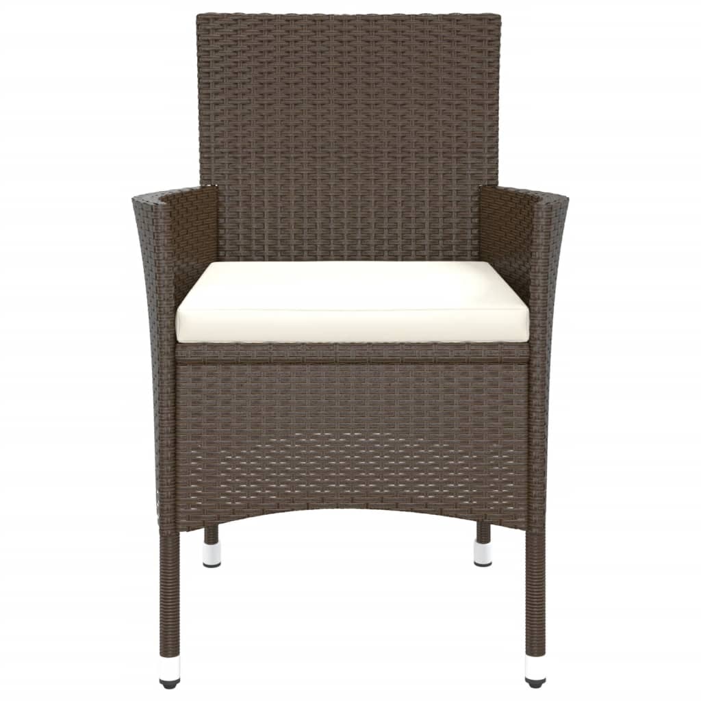 Garden Chairs With Cushions 2 Pcs Brown Poly Rattan