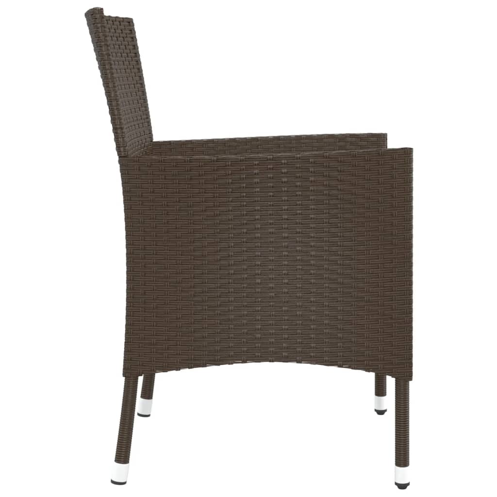 Garden Chairs With Cushions 2 Pcs Brown Poly Rattan