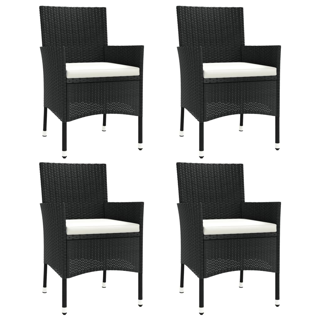 Garden Chairs With Cushions 4 Pcs Black Poly Rattan