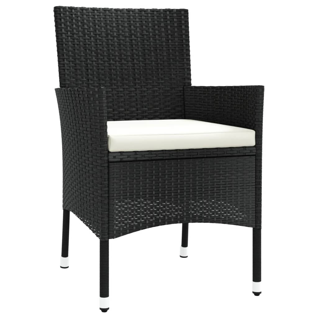 Garden Chairs With Cushions 4 Pcs Black Poly Rattan