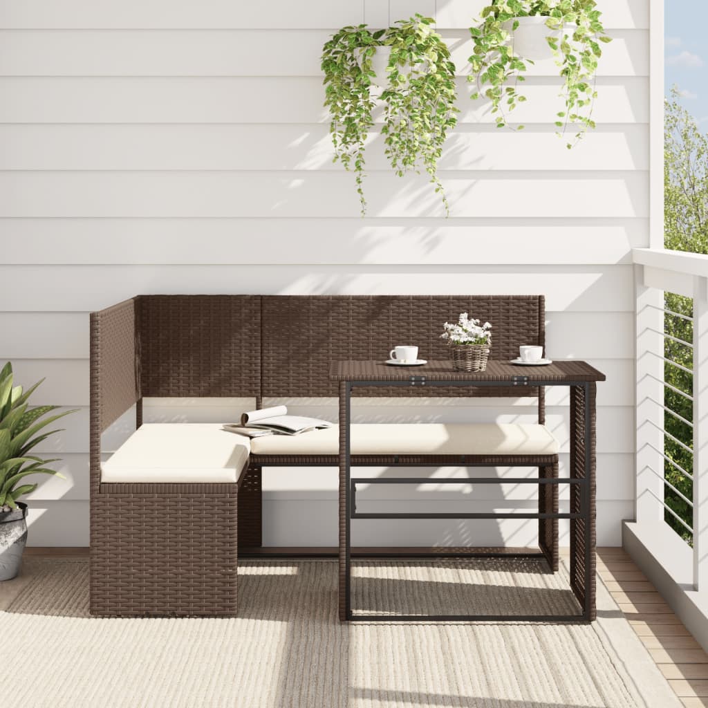Garden Sofa With Table And Cushions L-Shaped Poly Rattan