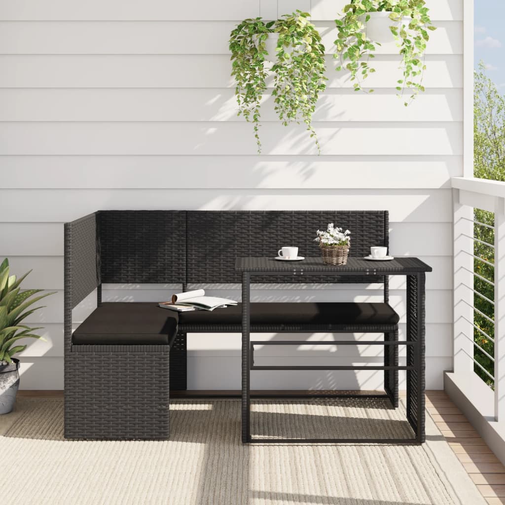 Garden Sofa With Table And Cushions L-Shaped Poly Rattan
