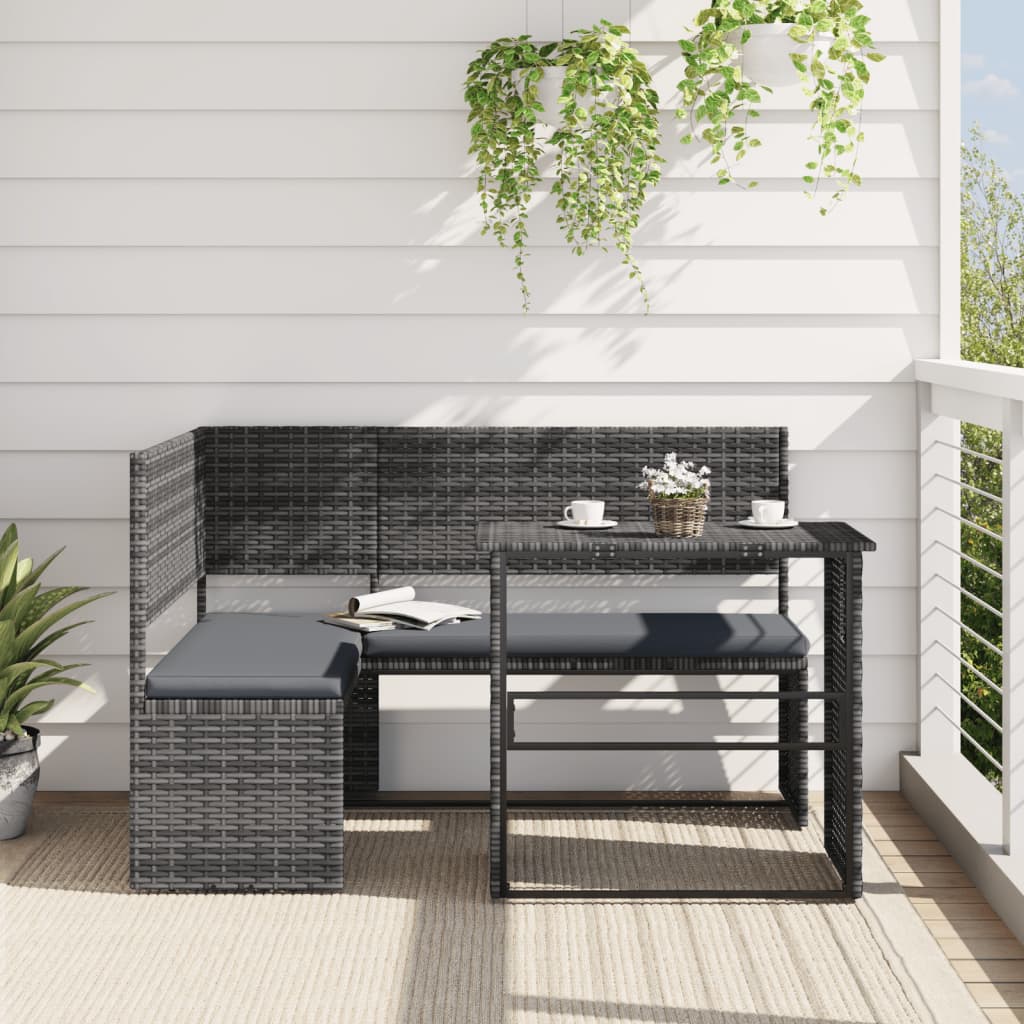 Garden Sofa With Table And Cushions L-Shaped Poly Rattan