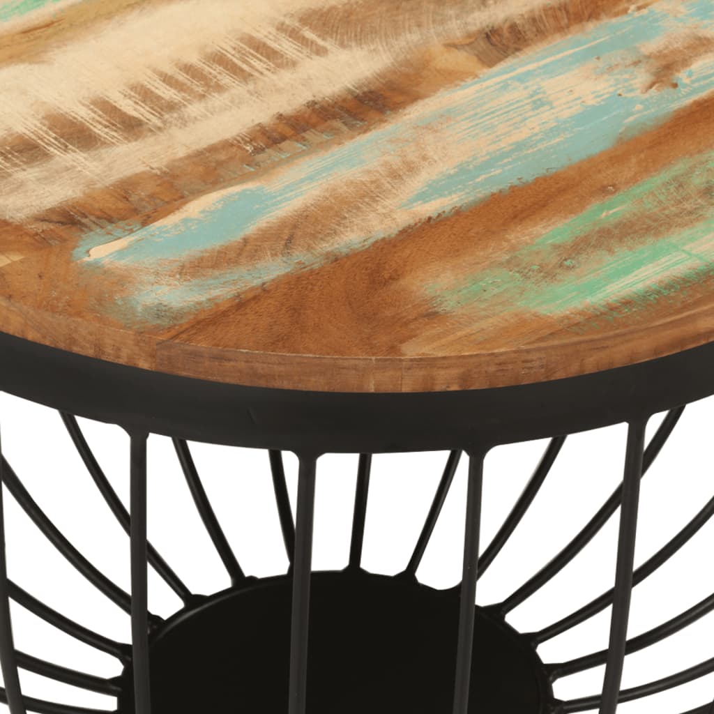 Coffee Table Ø50X35 Cm Solid Wood Reclaimed And Steel