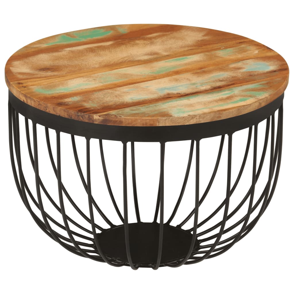 Coffee Table Ø50X35 Cm Solid Wood Reclaimed And Steel