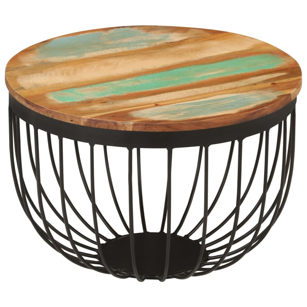 Coffee Table Ø50X35 Cm Solid Wood Reclaimed And Steel