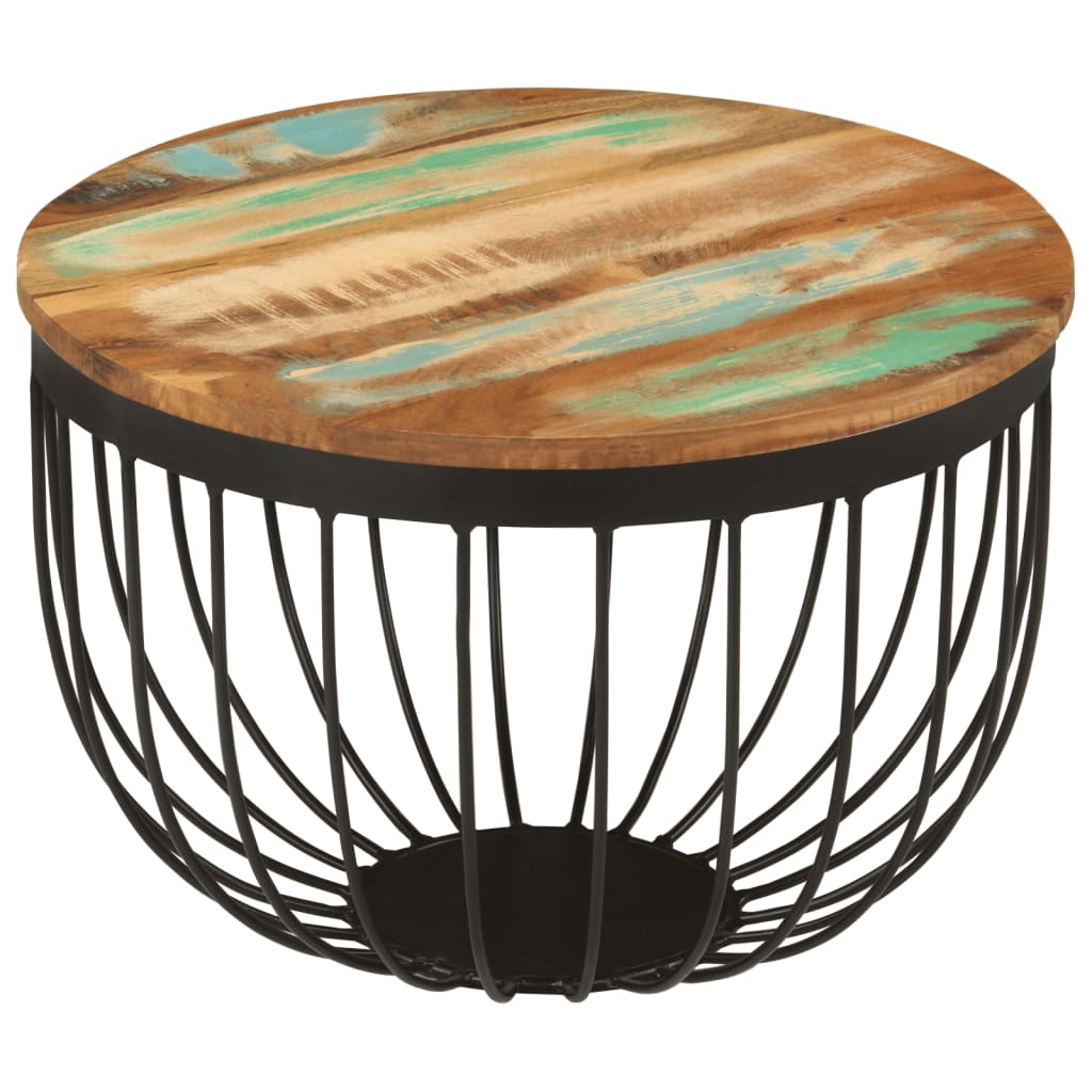 Coffee Table Ø50X35 Cm Solid Wood Reclaimed And Steel