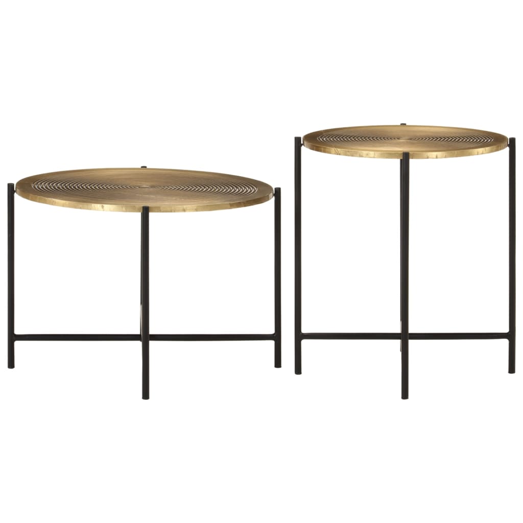 Coffee Tables 2 Pcs Brass And Black Metal