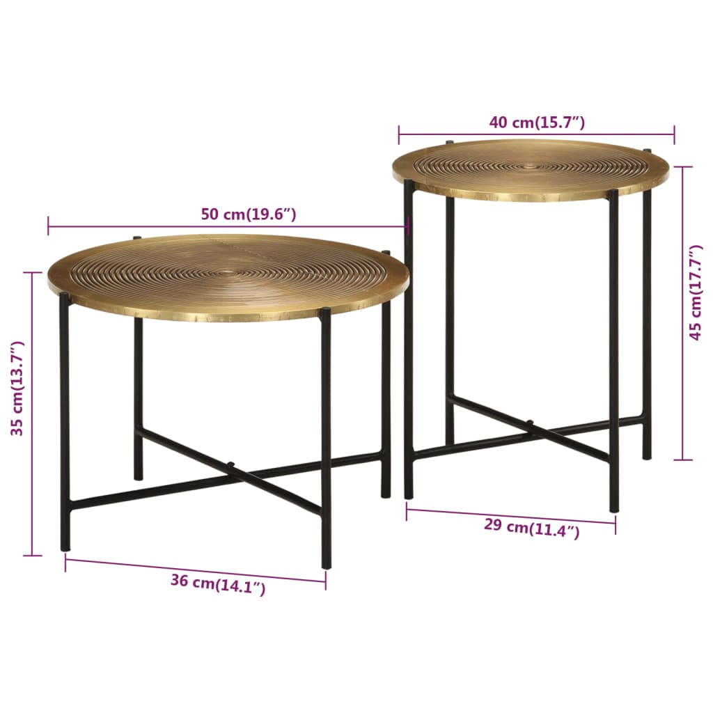 Coffee Tables 2 Pcs Brass And Black Metal