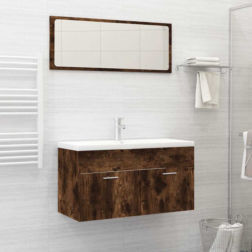 2 Piece Bathroom Furniture Set Engineered Wood