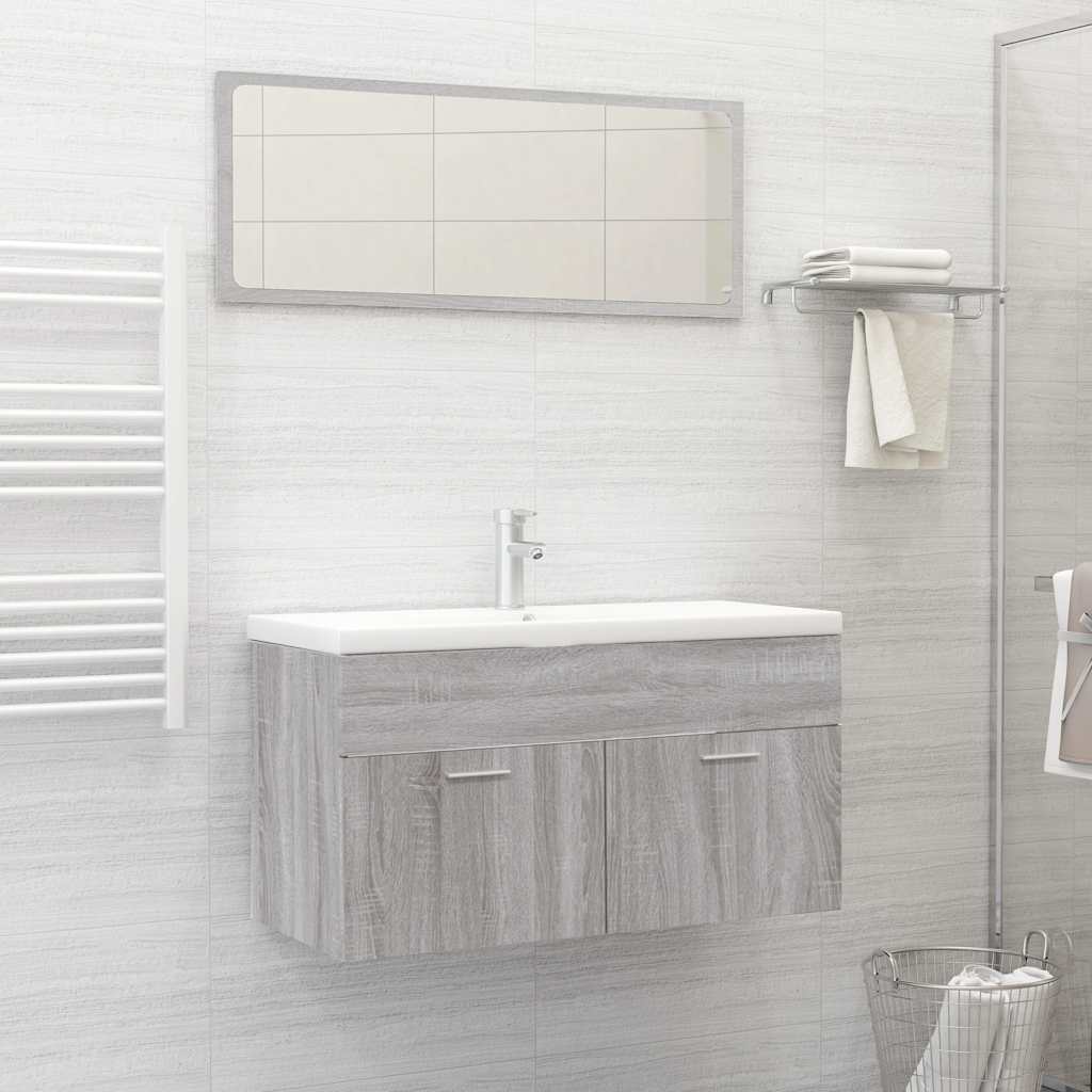 2 Piece Bathroom Furniture Set Engineered Wood