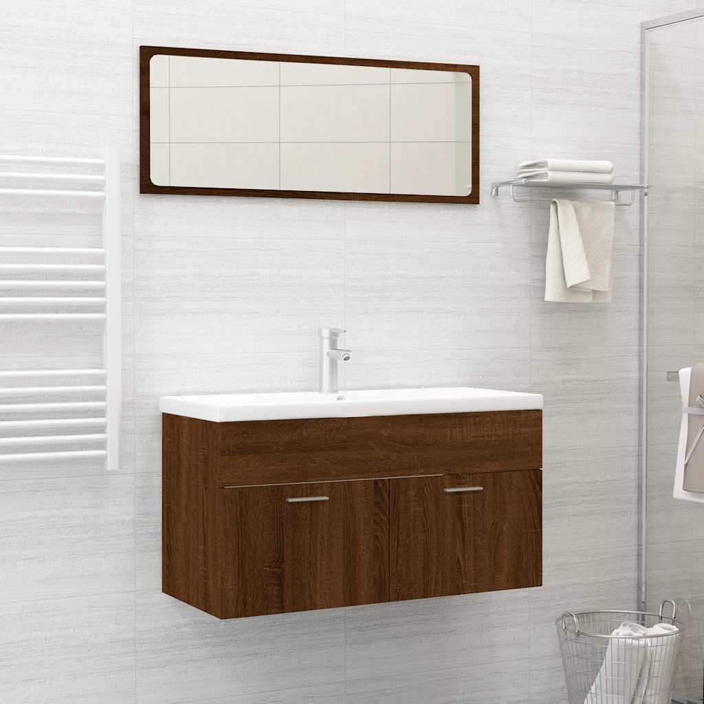2 Piece Bathroom Furniture Set Engineered Wood