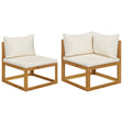 2 Piece Sofa Set With White Cushions Solid Wood Acacia