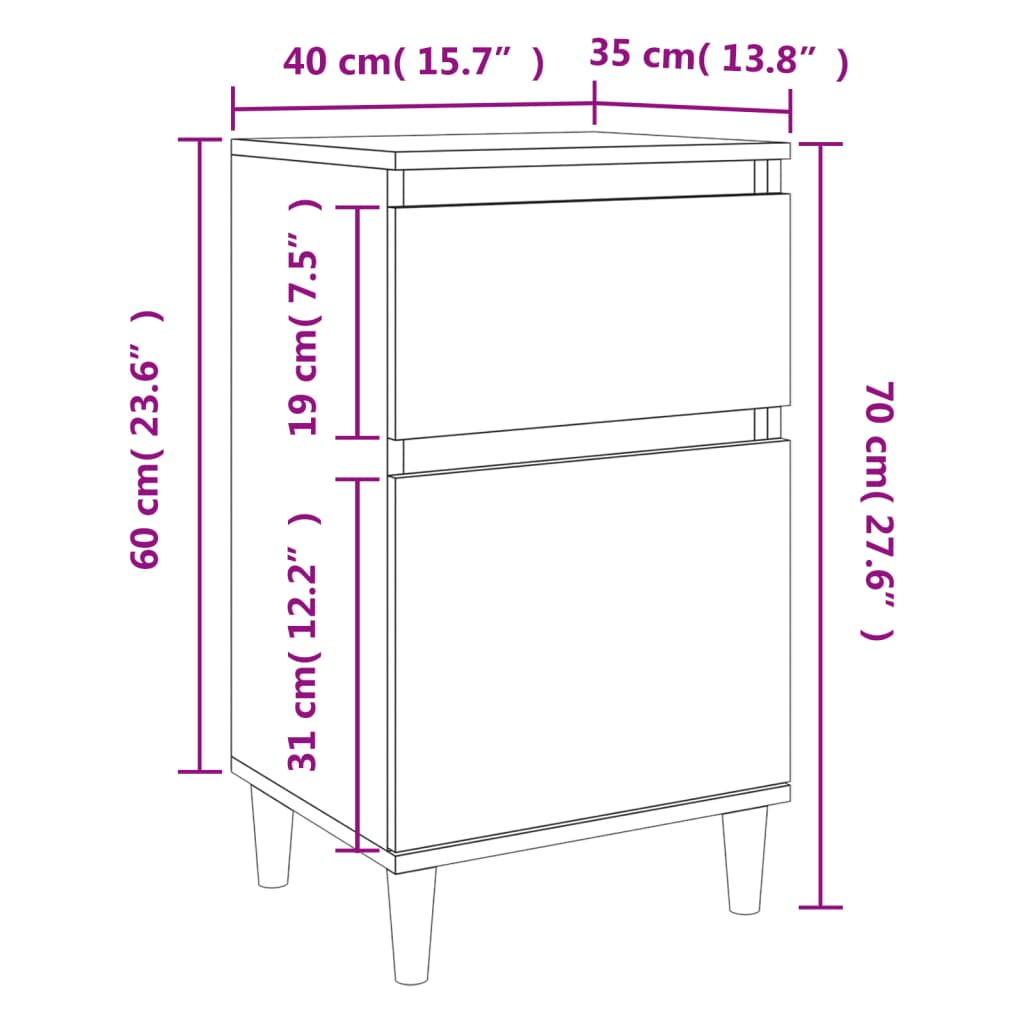 Bedside Cabinets 2 Pcs 40X35X70 Cm