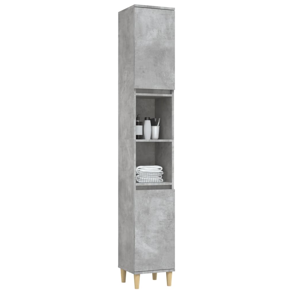 Bathroom Cabinet Concrete Grey 30X30X190 Cm Engineered Wood