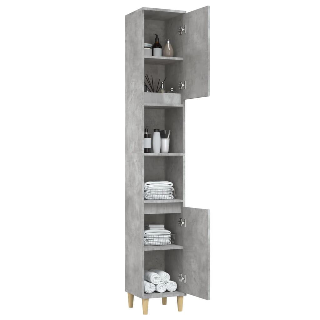 Bathroom Cabinet Concrete Grey 30X30X190 Cm Engineered Wood