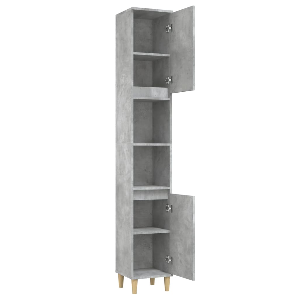 Bathroom Cabinet Concrete Grey 30X30X190 Cm Engineered Wood