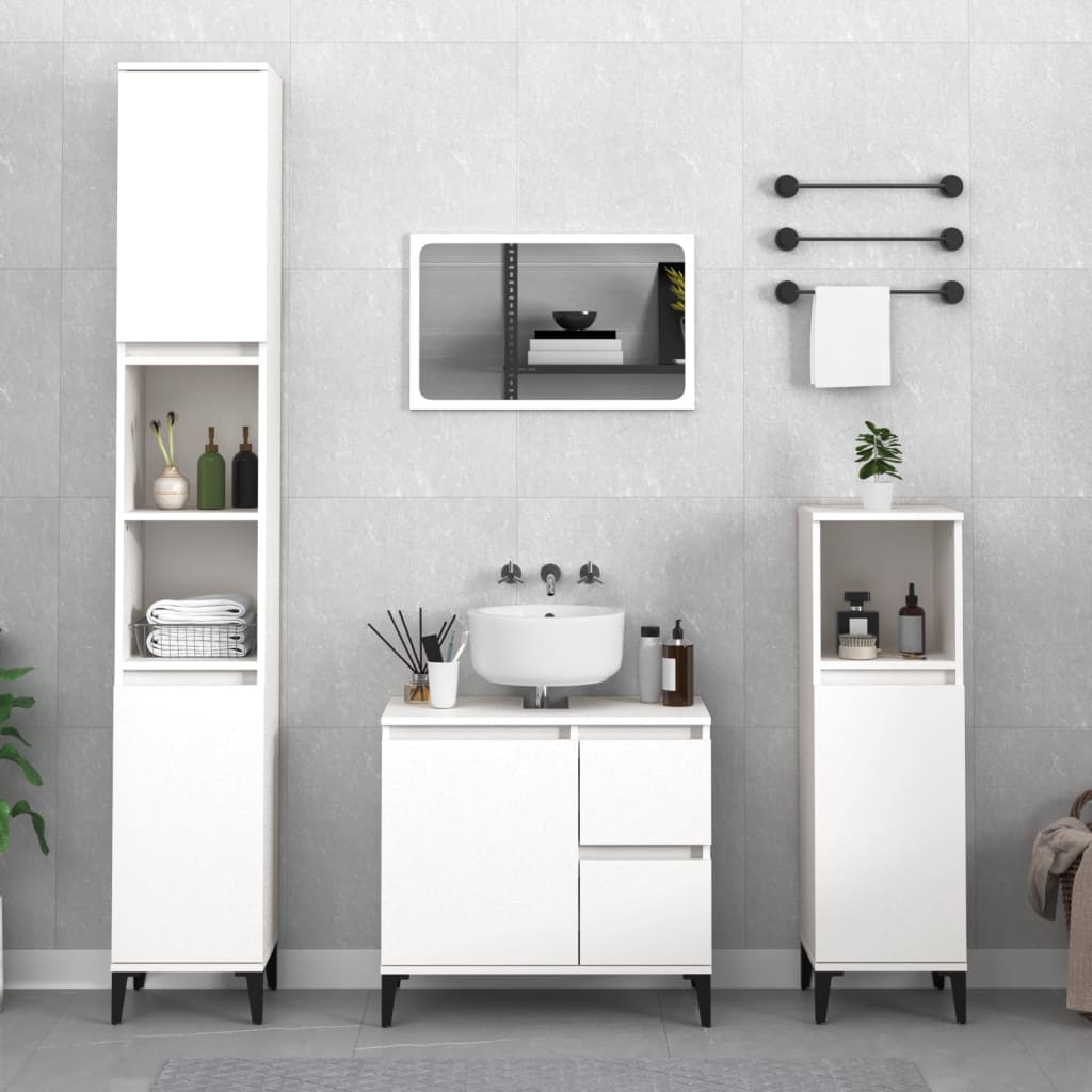 Bathroom Cabinet Concrete 30X30X100 Cm Engineered Wood