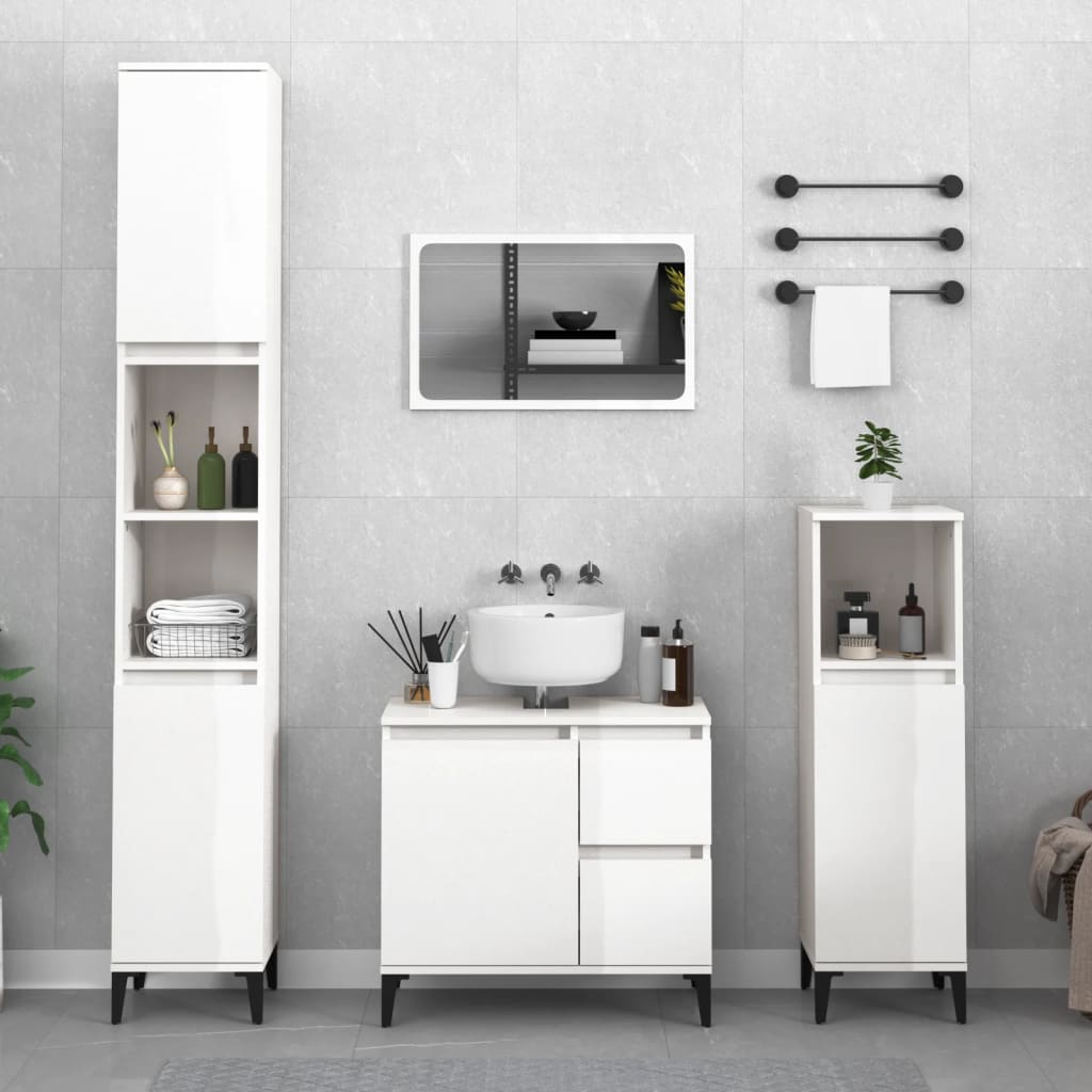 Bathroom Cabinet Concrete 30X30X100 Cm Engineered Wood
