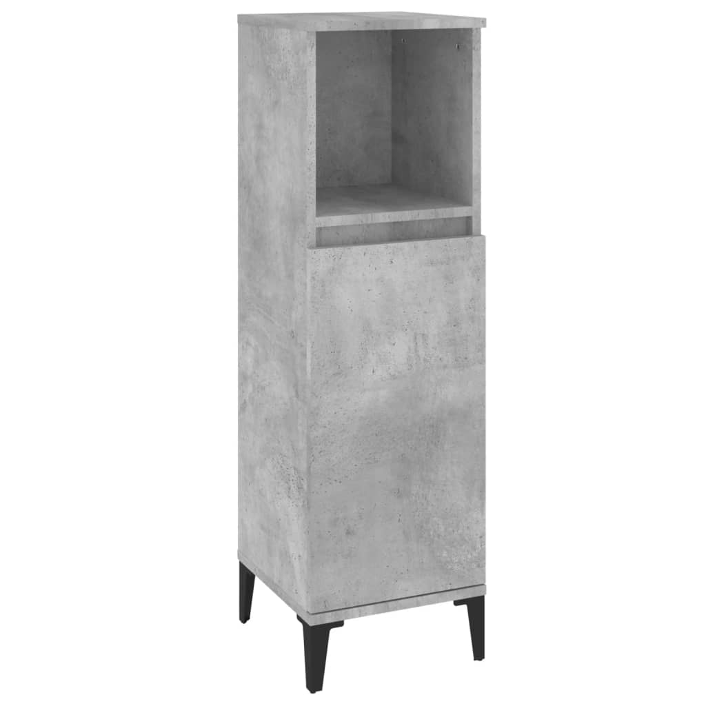 Bathroom Cabinet Concrete 30X30X100 Cm Engineered Wood