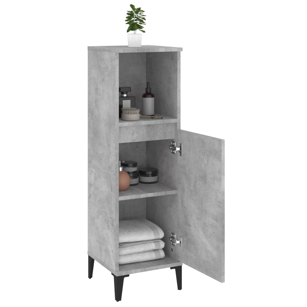 Bathroom Cabinet Concrete 30X30X100 Cm Engineered Wood